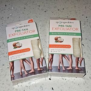 2 SPONGEABLES PRE TAN EXFOLIATOR BODY WASH IN A SPONGE